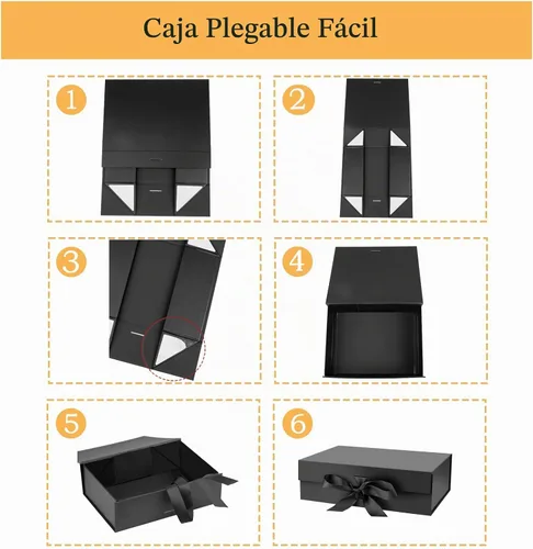 Vista 3 de DaiUni - Caja de regalo magnética negra de 10.5 x 7.5 x 3.1 pulgadas con tapa para regalos Cajas de regalo decorativas con cinta para boda