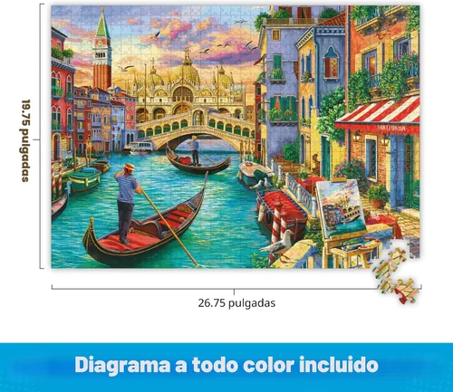 Vista 3 de Buffalo Games Image World - Sights of Venice - Rompecabezas de 1000 piezas - 26.75 x 19.75 pulgadas, rectangular, vista panorámica de Venecia