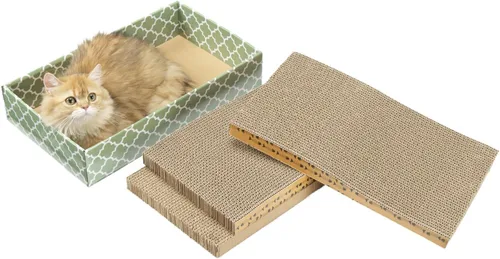 Vista 10 de Cat Scratcher Cardboard Scratching Pads Scratch with Catnip 2PCS Reversible Corrugated Cardboard