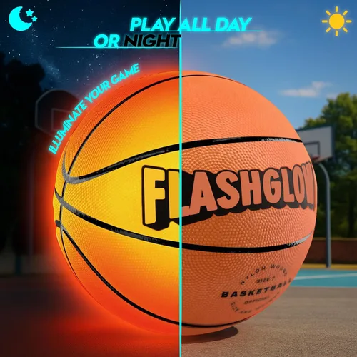 Vista 5 de Baloncesto con luz LED para niños adolescentes: genial juego de pelota nocturno para cumpleaños, Navidad, Pascua, juguete deportivo que brilla