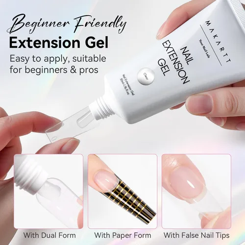 Vista 4 de Makartt Gel de uñas transparente de 1.7 fl oz para extensiones