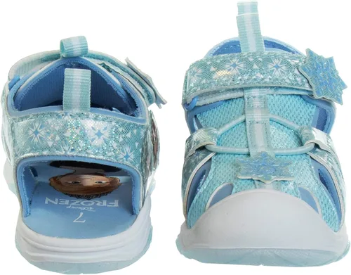 Vista 5 de Disney Zapatos para niñas Minnie Mouse o Frozen Sandalias deportivas con punta cerrada (6T-12), talla 6 para niños pequeños, tres luces blancas