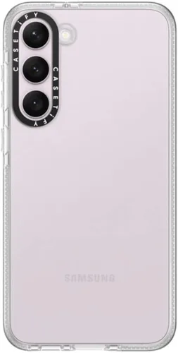 Vista 138 de CASETiFY Funda de impacto para Galaxy S22+ - Adhesivo Aries Moross, color negro transparente