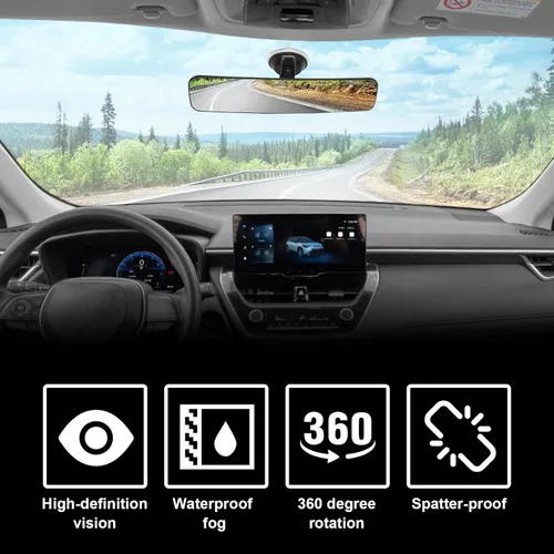 Vista 6 de Espejo retrovisor interior para automóvil, antideslumbrante, reduce los puntos ciegos, convexo, gran angular, HD, espejo retrovisor ajustable de 360