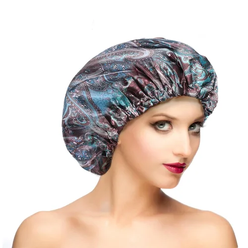 Vista 14 de Gorros de ducha para mujer, extra grande, ajustable, impermeable, reutilizable, gorro de ducha para mujeres y niñas, cabello largo y grueso, gorros