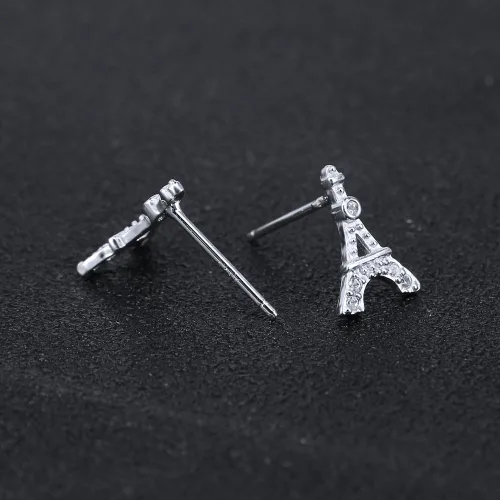Vista 5 de AoedeJ Aretes hipoalergénicos de plata de ley 925 con diseño de Torre Eiffel de París, regalo para mujer