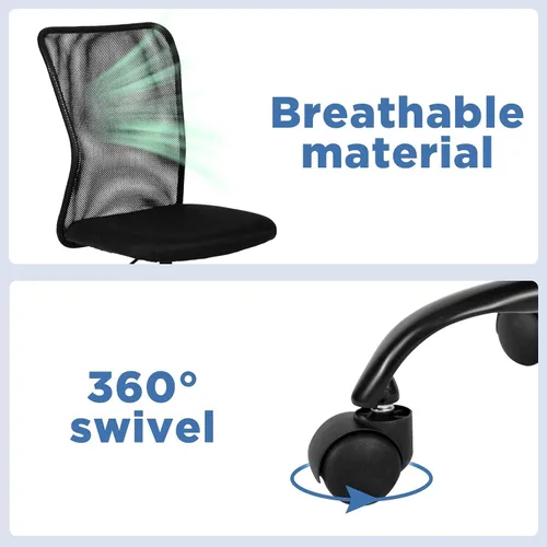 Vista 7 de Silla de oficina ergonómica – Silla de computadora con respaldo medio con altura ajustable, moderna giratoria sin brazos, soporte de espalda