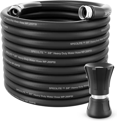 Vista 10 de SPECILITE Manguera de jardín de 3/4" 25 pies con boquilla de alto flujo, manguera de agua de goma híbrida flexible resistente para exteriores