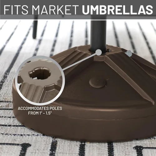 Vista 7 de US Weight Base de sombrilla duradera y rellenable para mesa de patio, capacidad de 50 libras, soporte ajustable resistente para sombrillas al aire