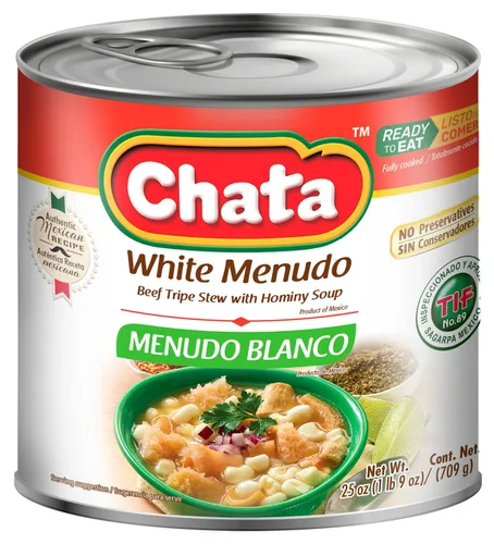Vista 3 de Chata Mexican White Menudo, estofado de ternera con maíz hominy, 25 onzas (paquete de 3) Listo para comer, solo calienta y sirve
