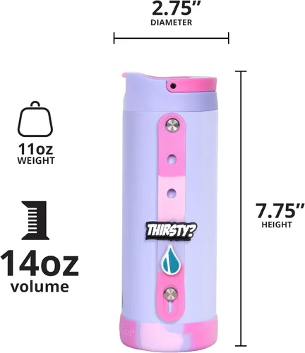 Vista 2 de Elemental Iconic - Botella de agua reutilizable para niños de 20 onzas con Tinte lila
