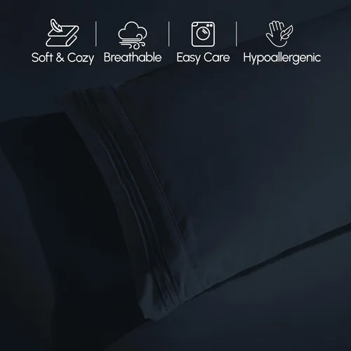 Vista 6 de Elegant Comfort Lujoso juego de sábanas de 5 piezas de microfibra de calidad hotelera de alta calidad 1500, bordado de tres líneas, resistente a