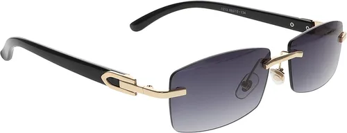 Vista 5 de Flawless Slim Dean - Lentes de sol rectangulares de metal y madera, Negro, azul, marrón, rojo