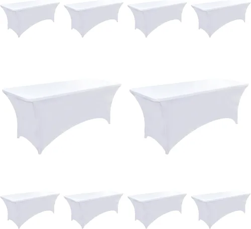 Vista 13 de Paquete de 2 Cubiertas de Mesa de Spandex de 4 pies para Mesas Plegables Rectangulares - Manteles Elásticos Ajustados Resistentes a las Arrugas
