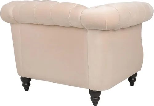 Vista 5 de LEVNARY Sillón Chesterfield de Terciopelo, Sillón Individual de Estilo Moderno de Mediados del Siglo con Respaldo de Botones y Decoración con Beige