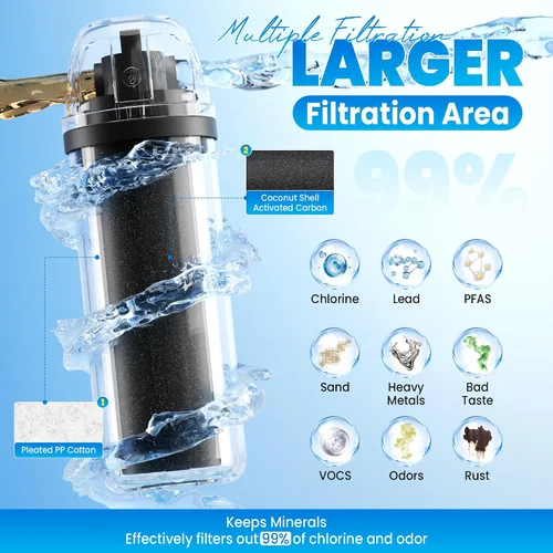 Vista 2 de Filtro de agua para debajo del fregadero, filtro de agua de grifo doméstico para fregadero de cocina, se conecta directamente bajo el mostrador al