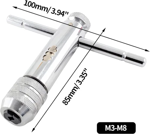 Vista 2 de Llave de llave de trinquete ajustable con mango en T Rango de capacidad de llave M3-M8