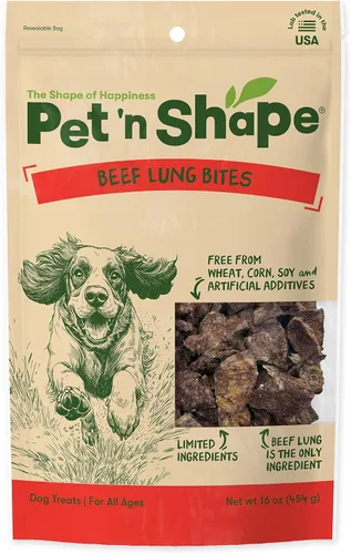 Vista 10 de Pet 'n Shape Golosinas de Pulmón de Res para Perros – Hechas y Obtenidas en los Estados Unidos - Golosina de Entrenamiento - 9 Onzas