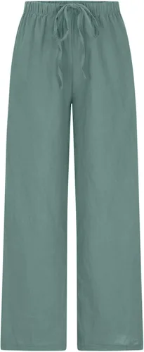 Vista 3 de Stessotudo Women High Waisted Linen Pants Solid Wide Leg Flowy Palazzo Pants Drawstring Straight Comfort Casual Beach Pants