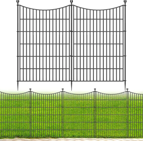 Vista 15 de 5 paneles de valla para perros sin excavación al aire libre para patio, 24 pulgadas (alto) x 10 pies (largo), valla decorativa alta de jardín