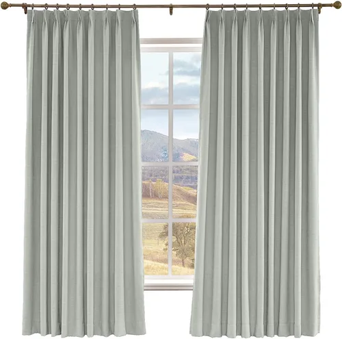 Vista 16 de Macochico Cortinas opacas de lino sintético de 52 pulgadas de ancho x 63 pulgadas de largo, panel de cortinas plisadas para dormitorio, aulas