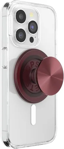 Vista 11 de PopSockets Agarre para teléfono MagSafe con soporte, soporte magnético, parte superior intercambiable, sujeción segura para fundas MagSafe de rojo