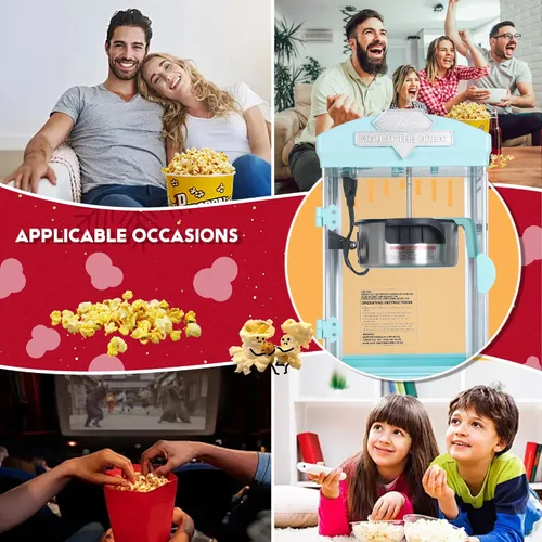 Vista 4 de Portable Popcorn Maker Machine with 8 Ounce Kettle, Commercial Popcorn Popper with Measuring Spoon & Measuring Cup for Parties, Events, Home Theater
