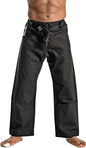 Vista 2 de Ronin - Pantalones de karate pesados, color negro, blanco o camuflaje, 100% algodón, 12 onzas, cintura tradicional con cordón