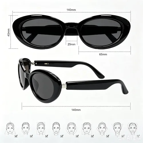 Vista 2 de GenXenon Negro Cat-Eye Chic Smart Translation Gafas de sol polarizadas Marrón