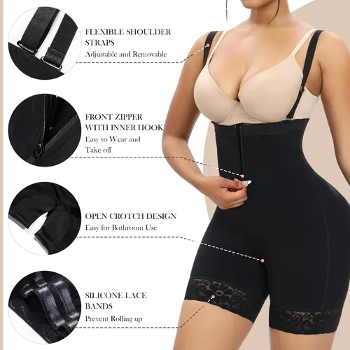 Vista 4 de YIANNA Fajas Colombianas - Fajas moldeadoras para mujer, con control de abdomen, alta compresión, moldeador de cuerpo con gancho en la entrepierna