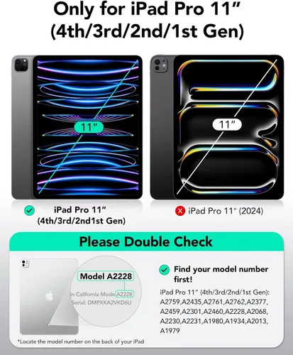 Vista 2 de ESR Funda para iPad Pro de 11 pulgadas (2022/2021/2020/2018, 4ª/3ª/2ª/1ª generación) con soporte para lápiz, cubierta magnética extraíble, soporte