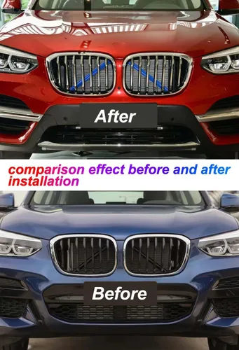 Vista 3 de Rejilla para BMW F20 F30 2012-2018, M-Performance - Rayas de parrilla para BMW 320i 328i 330i 335i 428i (G01 G02 G05 F25, BlUE)