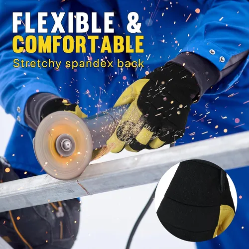 Vista 4 de HANDLANDY Guantes de trabajo aislados, guantes térmicos de invierno impermeables para hombres y mujeres