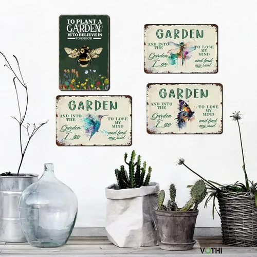 Vista 5 de Lindos letreros para plantar un jardín es creer en las abejas; decoración de jardín de abejas para exteriores; letreros de patio y decoración al