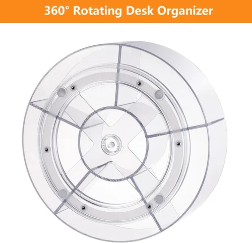 Vista 4 de Organizador de maquillaje giratorio de 360 grados para tocador, escritorio de 10 pulgadas de acrílico, organizador de cuidado de la piel