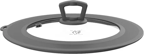 Vista 15 de Tapa universal de vidrio templado ventilado para sartén con borde de silicona resistente al calor, cubierta de tapa de salpicaduras de microondas