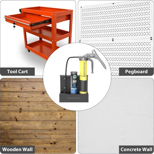 Vista 7 de UNITEDPOWER Soporte para pistola de grasa, estante de almacenamiento de pistola de grasa de montaje en pared, organizador para taller, tienda