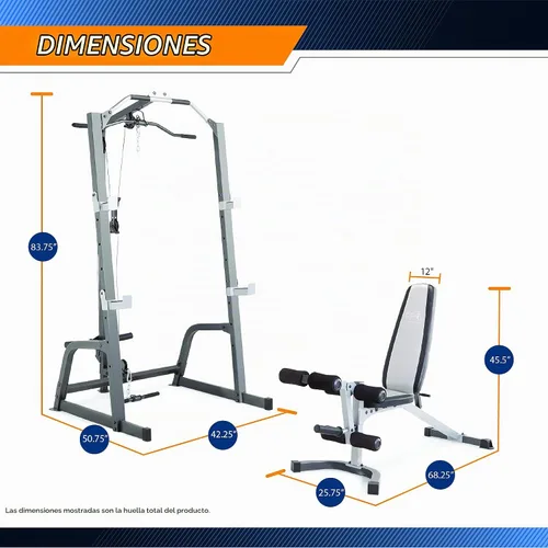 Vista 2 de Marcy Pro Deluxe Cage System with Weightlifting Bench All-in-One Home Gym Equipment PM-5108