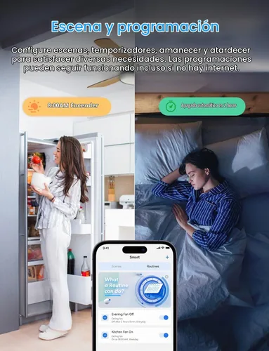 Vista 6 de meross Control inteligente del ventilador de techo e interruptor de luz de atenuación Works With HomeKit, Alexa, Google, SmartThings, 4-Speed Fan