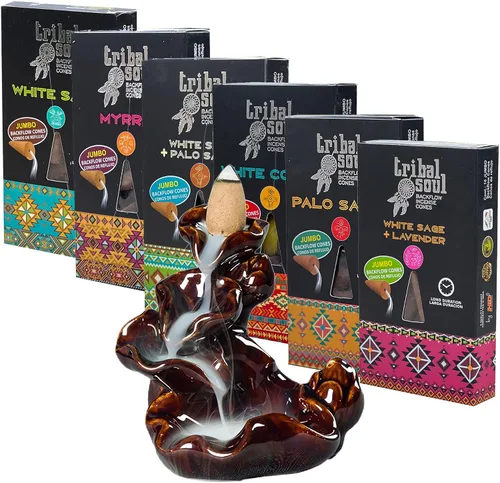 Vista 3 de Tribal Soul Premium - Incienso de cono de reflujo – 6 cajas 10 conos jumbo cada caja total de 60 conos (Mirra)