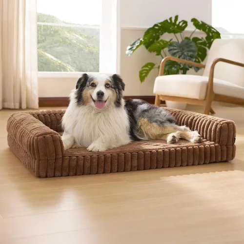 Vista 23 de Bedsure - Cama ortopédica para perros pequeños, cama impermeable de espuma viscoelástica con lados, sofá de espuma de nido de abeja para perros