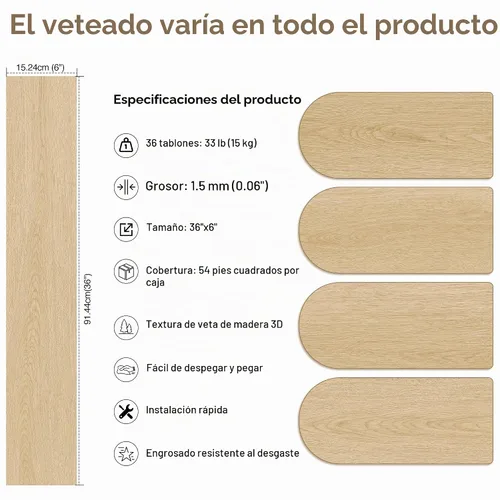 Vista 7 de MULGREAT Azulejos de vinilo impermeable de 54 pies cuadrados, 36 piezas autoadhesivas con aspecto de madera, para bricolaje, baño, lavandería Roble
