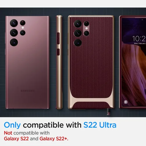 Vista 2 de Spigen - Funda Neo Hybrid diseñada para Galaxy S22 Ultra (2022), color burdeos Borgoña