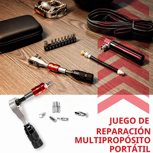 Vista 6 de EMERK Kit de herramientas de reparación de bicicletas con mini bomba Kit de herramientas con bomba