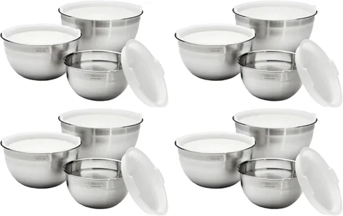 Vista 7 de Cuisinart CTG-00-SMB tazones para mezclar de acero inoxidable con tapas, juego de 3, rojo