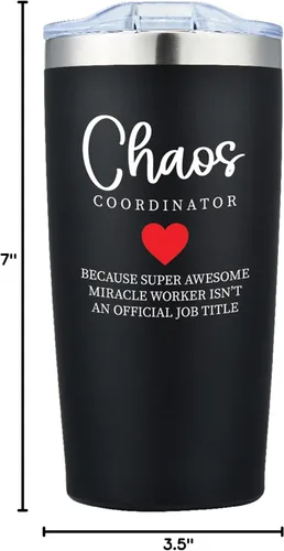 Vista 8 de ANINKABOVE Chaos Coordinator - Vaso para compañeros de trabajo para mujeres, regalos de jefe, regalos de oficina para mujeres, sorbe y go, 20 onzas