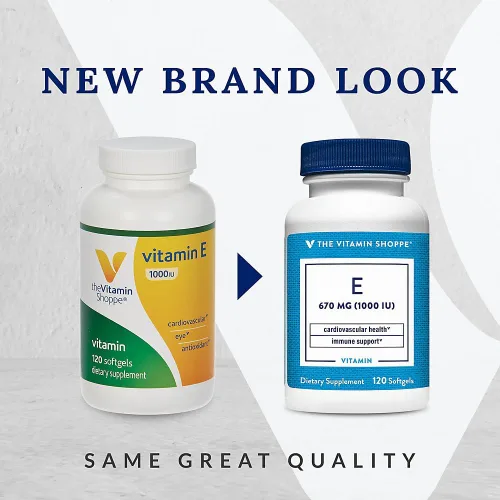 Vista 2 de The Vitamin Shoppe Vitamina E 1,000IU - Apoyo antioxidante para la salud de la piel y la función inmunológica, vitamina diaria (120 cápsulas blandas)