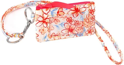Vista 2 de Combo de funda de identificación con cremallera de algodón para mujer y cordón (varios equipos disponibles), llavero, cartera con cordón de moda (4#)