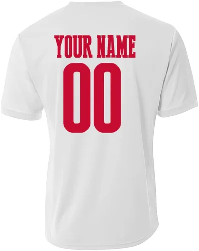 Vista 4 de Dinamarca Fútbol Jersey Bandera Logo Hombres Equipo Nacional Futbol Copa Mundial Olimpiadas Personalizado Deportes Nombre Número