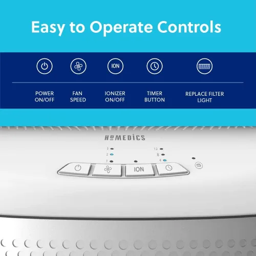 Vista 5 de Homedics TotalClean - Purificador de aire de escritorio, filtro HEPA de 360 grados para 128 pies cuadrados, purificador de aire pequeño para oficina